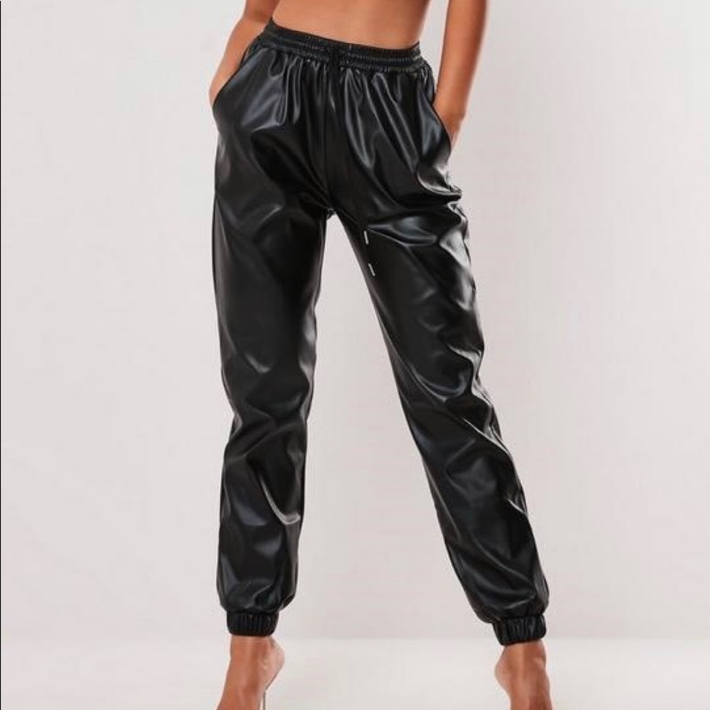 Faux Leather Joggers